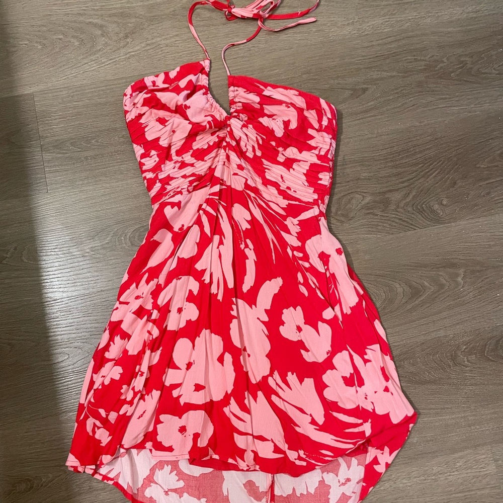 Lost + Wander Red and Pink Floral Mini Dress